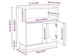 vidaXL Sideboard mit LED Schwarz Eichen-Optik 71 x 34,5 x 75 cm 869651