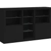 vidaXL Sideboard mit LED-Leuchten Schwarz 162x37x100 cm 3209171