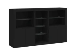 vidaXL Sideboard mit LED-Leuchten Schwarz 162x37x100 cm 3209171