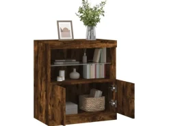 vidaXL Sideboard mit LED-Leuchten Räuchereiche 60x37x67 cm 836655