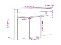 vidaXL Sideboard Schwarz 116 x 30 x 75 cm Holzwerkstoff 3333877