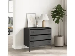 vidaXL Sideboard Schwarz 68x39x58,5 cm Kaltgewalzter Stahl 851292