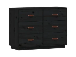 vidaXL Sideboard Schwarz 100x40x75 cm Massivholz Kiefer 820146