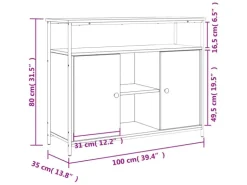 vidaXL Sideboard Schwarz 100x35x80 cm Holzwerkstoff 835499