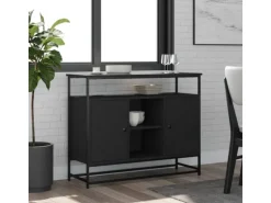vidaXL Sideboard Schwarz 100x35x80 cm Holzwerkstoff 835539