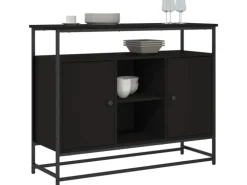 vidaXL Sideboard Schwarz 100x35x80 cm Holzwerkstoff 835539
