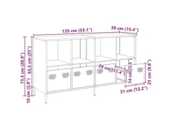 vidaXL Sideboard Senfgelb 135x39x73,5 cm Kaltgewalzter Stahl 3307164