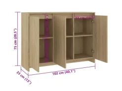 vidaXL Sideboard Sonoma-Eiche 102x33x75 cm Holzwerkstoff 809776
