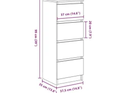 vidaXL Sideboard Weiß 37,5x35x99 cm Holzwerkstoff 861697