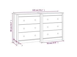 vidaXL Sideboard 140x35x80 cm Massivholz Kiefer 3114079