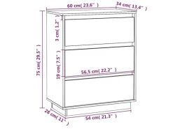 vidaXL Sideboard 60x34x75 cm Massivholz Kiefer 813360