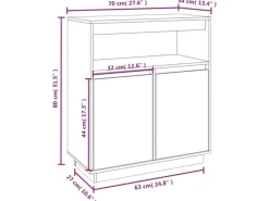 vidaXL Sideboard 70x34x80 cm Massivholz Kiefer 814384