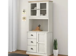 vidaXL Sideboard-Aufsatz VIGO Weiß 78x30x100 cm Massivholz Kiefer 353206