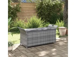vidaXL Sitzbank mit Stauraum und Kissen Grau 138 cm Poly Rattan 45809