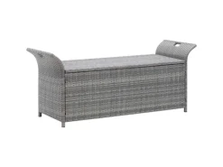 vidaXL Sitzbank mit Stauraum und Kissen Grau 138 cm Poly Rattan 45809