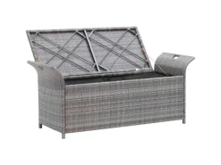 vidaXL Sitzbank mit Stauraum und Kissen Grau 138 cm Poly Rattan 45809