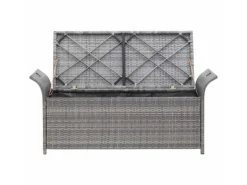 vidaXL Sitzbank mit Stauraum und Kissen Grau 138 cm Poly Rattan 45809