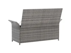 vidaXL Sitzbank mit Stauraum und Kissen Grau 138 cm Poly Rattan 45809