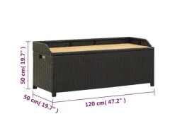 vidaXL Sitzbank mit Stauraum 120 cm Poly Rattan Schwarz