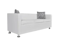 vidaXL 3-Sitzer-Sofa Kunstleder Weiß