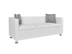 vidaXL 3-Sitzer-Sofa Kunstleder Weiß