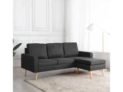 vidaXL 3-Sitzer-Sofa mit Hocker Dunkelgrau Stoff
