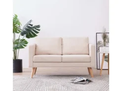 vidaXL 2-Sitzer-Sofa Stoff Cremeweiß Modell 1