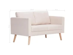 vidaXL 2-Sitzer-Sofa Stoff Cremeweiß Modell 1