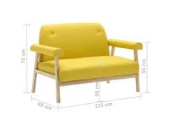 vidaXL 2-Sitzer-Sofa Stoff Gelb Modell 3