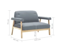 vidaXL 2-Sitzer-Sofa Stoff Hellgrau
