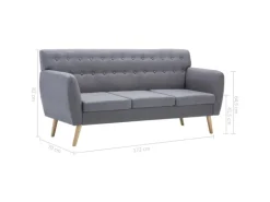 vidaXL 3-Sitzer-Sofa Stoff 172x70x82 cm Hellgrau