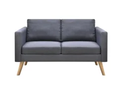 vidaXL Sofa 2-Sitzer Stoff Dunkelgrau