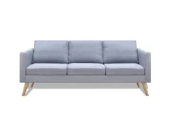 vidaXL Sofa 3-Sitzer Stoff Hellgrau