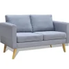 vidaXL Sofa 2-Sitzer Stoff Hellgrau