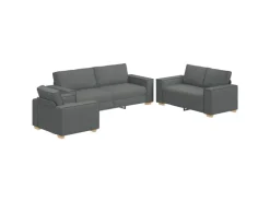 vidaXL Sofa-Set 3-Tlg Dunkelgrau Leinenmischgewebe 3324610