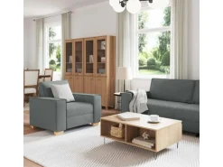 vidaXL Sofa-Set 3-Tlg Dunkelgrau Leinenmischgewebe 3324610