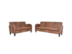 vidaXL Sofa-Set 2-Tlg Kunstleder in Wildleder-Optik Braun
