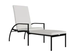 vidaXL Sonnenliege mit Fußhocker PE-Rattan Schwarz 317629