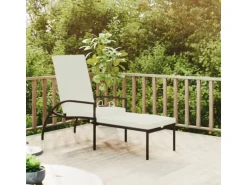 vidaXL Sonnenliege mit Fußhocker PE-Rattan Schwarz 317629