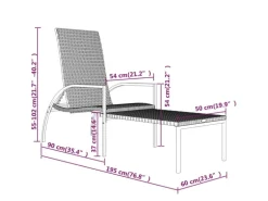 vidaXL Sonnenliege mit Fußhocker PE-Rattan Schwarz 317629