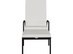 vidaXL Sonnenliege mit Fußhocker PE-Rattan Schwarz 317629