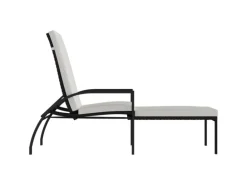 vidaXL Sonnenliege mit Fußhocker PE-Rattan Schwarz 317629