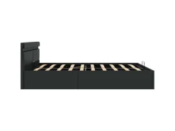 vidaXL Stauraumbett Hydraulisch mit LED Schwarz Kunstleder 180x200 cm 285545