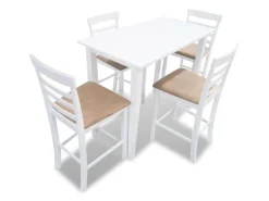 vidaXL Stehtisch und 4 Barhocker Holz Weiß