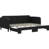 vidaXL Tagesbett Ausziehbar Schwarz 90x200 cm Stoff1898346