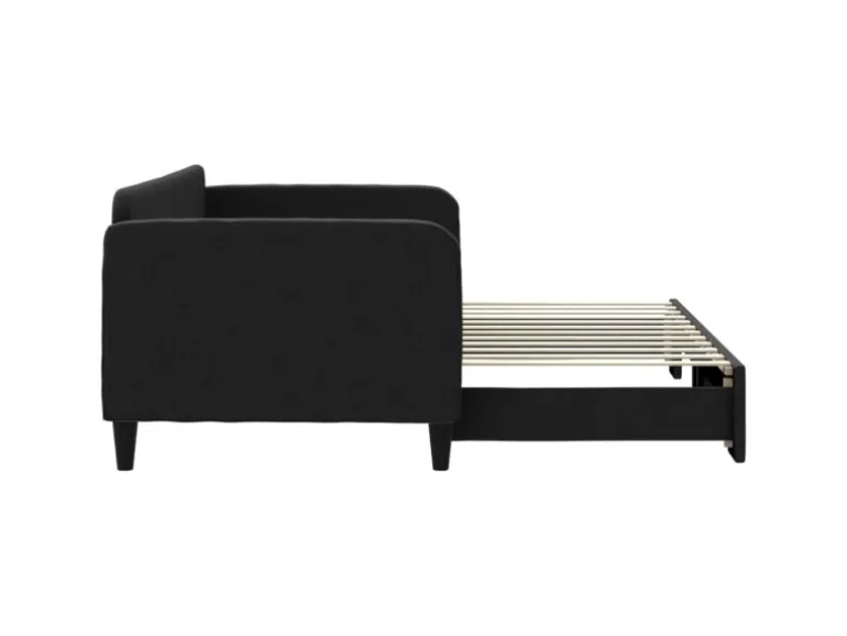 vidaXL Tagesbett Ausziehbar Schwarz 90x200 cm Stoff1898346