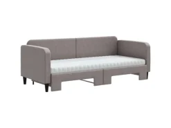 vidaXL Tagesbett Ausziehbar mit Matratzen Taupe 80x200 cm Stoff1897449