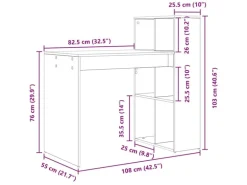 vidaXL Tisch Schwarz Eichen-Optik 108 x 55 x 103,5 cm Holzwerkstoff 869459