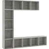 vidaXL 3-tlg. Bücher-/TV-Schrank Set Betongrau 180x30x180 cm