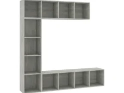 vidaXL 3-tlg. Bücher-/TV-Schrank Set Betongrau 180x30x180 cm